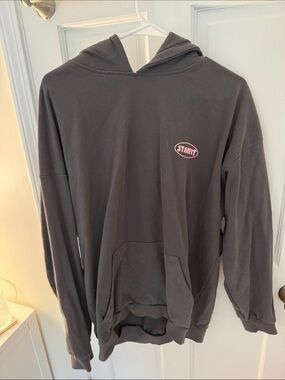 Women's Charcoal Hooded Sweatshirt with Pink Logo